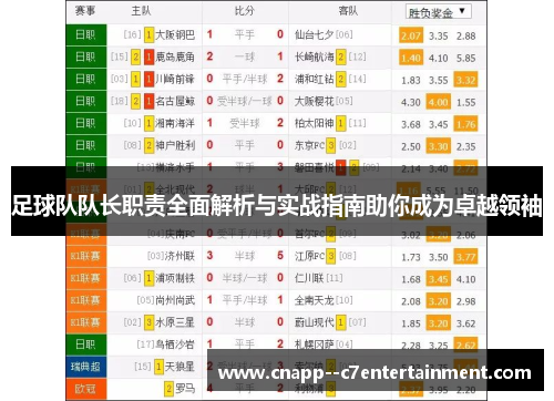 足球队队长职责全面解析与实战指南助你成为卓越领袖