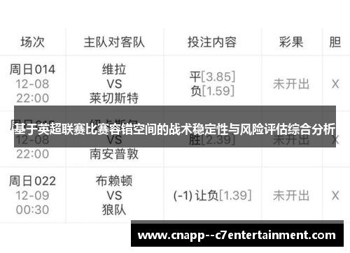 基于英超联赛比赛容错空间的战术稳定性与风险评估综合分析